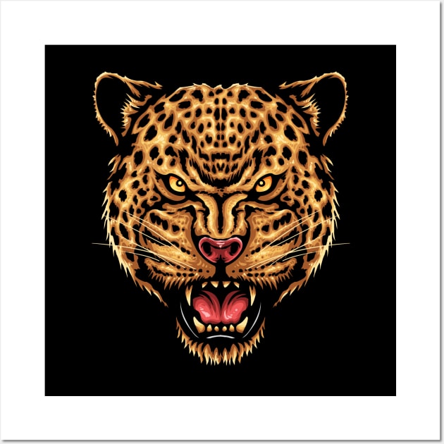 Strength and Focus ( Jaguar Head ) Wall Art by Merilinwitch